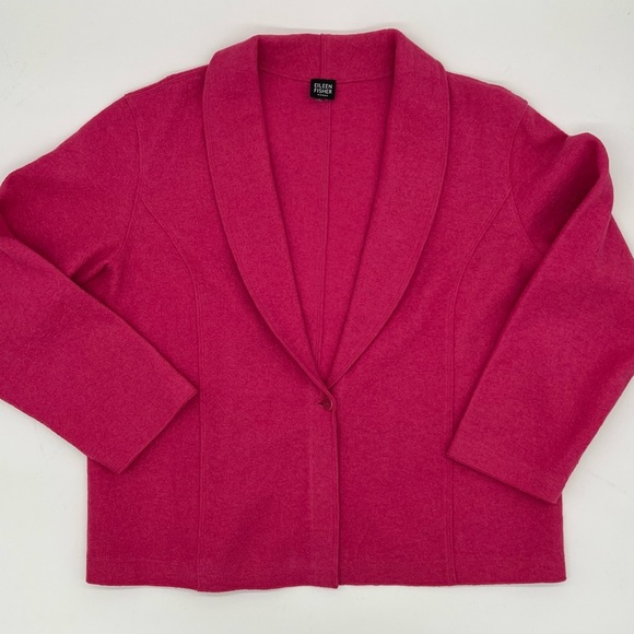 Eileen Fisher Woman Pink Wool Blend Shawl Collar Jacket – Size 16/XXL - Picture 1 of 10